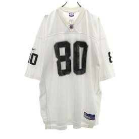 リーボック NFL 両面プリント アメリカンフットボール 半袖 ウェア 2XL ホワイト系 Reebok ビッグサイズ メッシュ メンズ 【中古】 【240402】