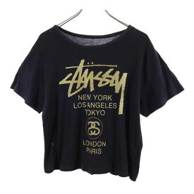 ステューシー ロゴプリント 半袖 Tシャツ S ブラック系 STUSSY レディース 【中古】 【230607】 メール便可