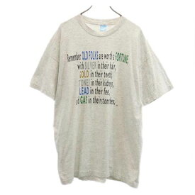 フルーツオブザルーム 90s オールド USA製 プリント 半袖 Tシャツ XXL グレー系 FRUIT OF THE LOOM メンズ 【中古】 【230821】