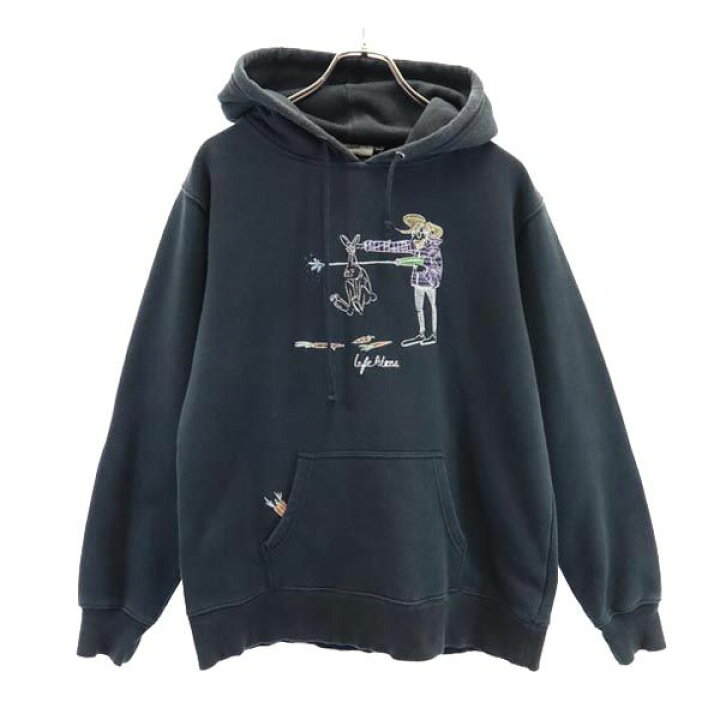 楽天市場】レフトアローン キャラクター刺繍 スウェットパーカー M 黒  