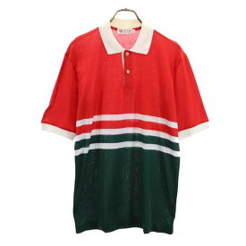 グッチ イタリア製 半袖 ポロシャツ L 赤×緑×白 GUCCI メンズ 【中古】 【230623】 メール便可 【PD】