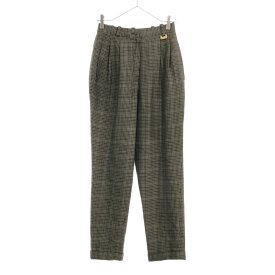 古着 Christian Dior SPORTS クリスチャンディオール スポーツ 90s 千鳥格子 ツータック ウールパンツ M カーキ系 テーパードパンツ オールド ヴィンテージ レディース 【中古】