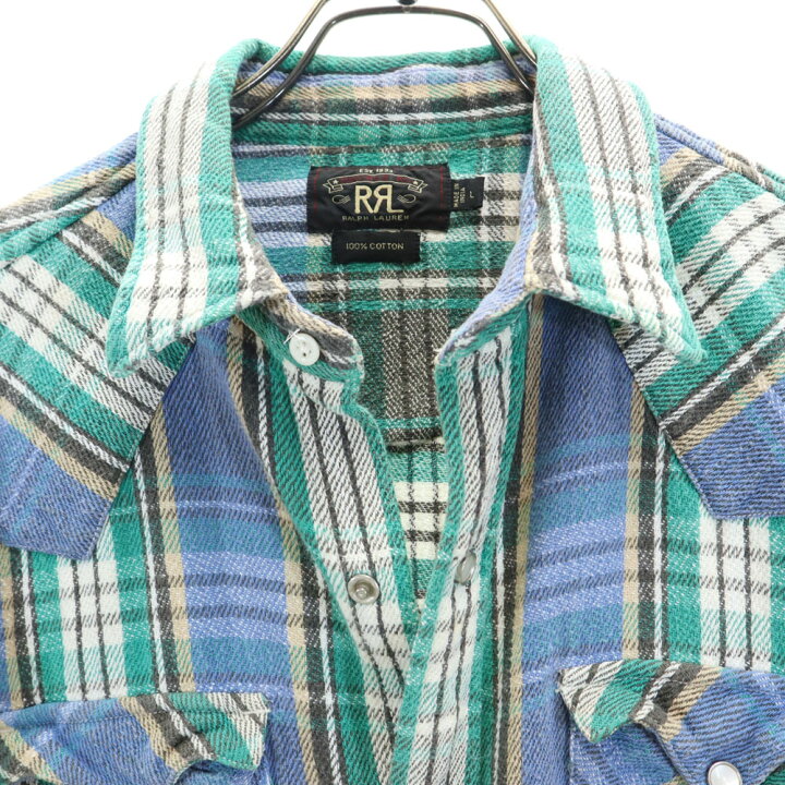 楽天市場】古着 RRL ダブルアールエル チェック柄 長袖 ウエスタン 
