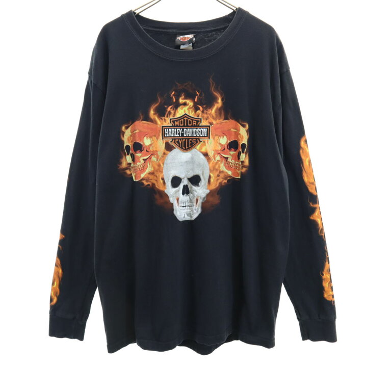 楽天市場】ハーレーダビッドソン 00s スカル 長袖 Tシャツ M ブラック 