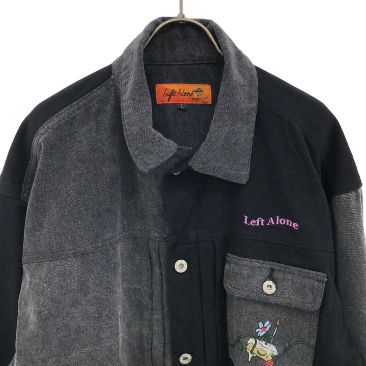 楽天市場】レフトアローン 刺繍 デニムジャケット L グレー×ブラック 
