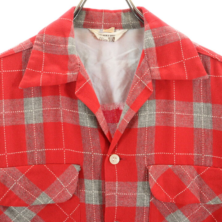 VTG 50s RED SPORTS WEAR シルク総柄 オープンカラーシャツ