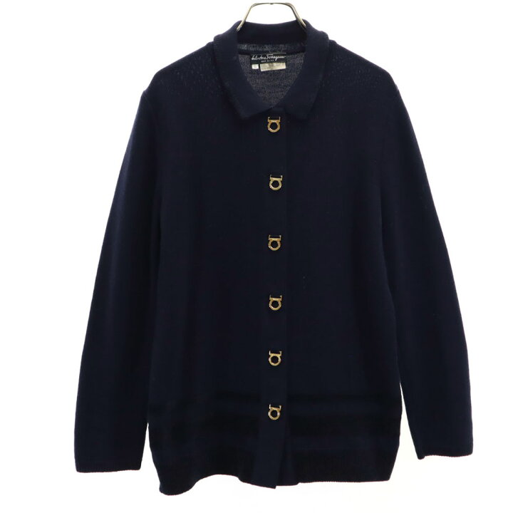 Salvatore Ferragamo◇カーディガン(厚手)/S/ウール/ネイビー  