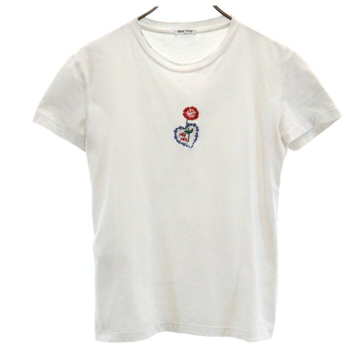 楽天市場】ミュウミュウ イタリア製 半袖 Tシャツ XS ホワイト MIUMIU 