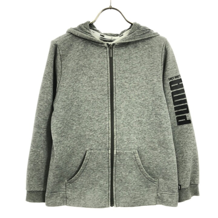 楽天市場】古着 プーマ PUMA 長袖 ジップパーカー 150 グレー 裏起毛 