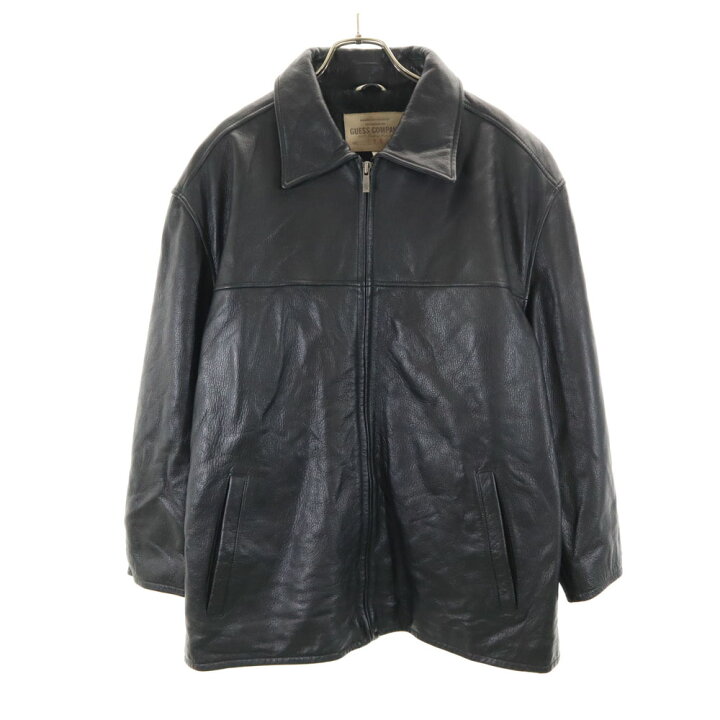 楽天市場】ゲス オールド 本革 レザージャケット XL ブラック Guess  