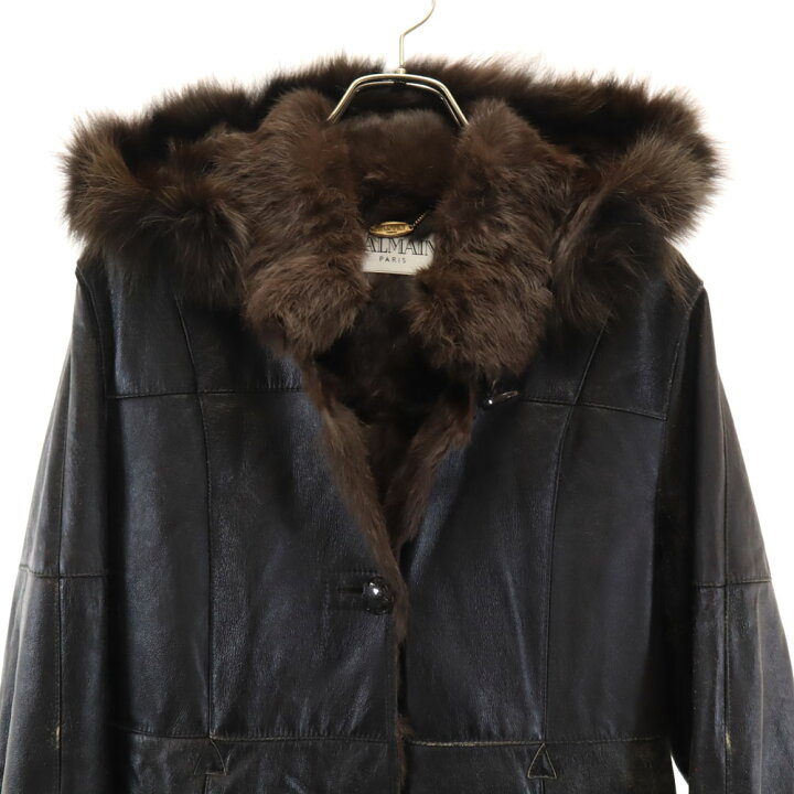 楽天市場】古着 BALMAIN バルマン ラビット レザージャケット 11 