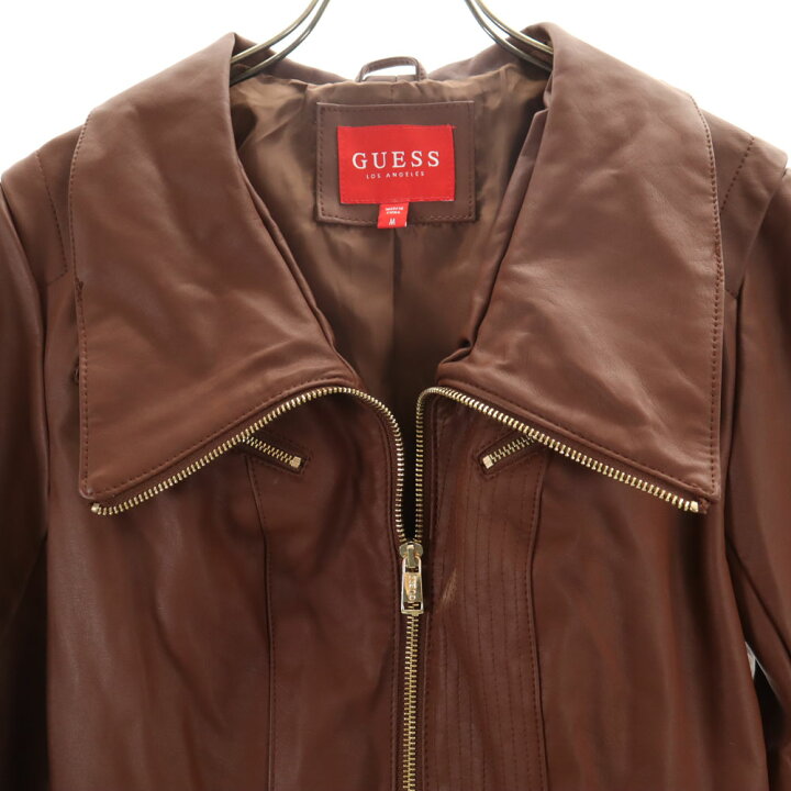 楽天市場】古着 ゲス Guess シングルライダースジャケット M ブラウン 