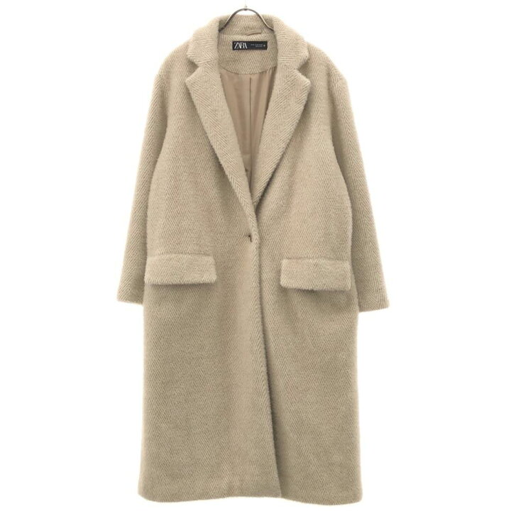 楽天市場】ザラ ヘリンボーン チェスターコート XS ベージュ系 ZARA 
