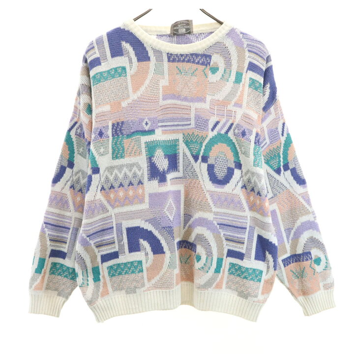 PRONTO-UOMO プロントウォモ マルチカラー 総柄 ニット USA製 L 楽天 
