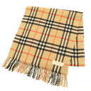 古着 Burberrys バーバリーズ カシミア チャック柄 マフラー ベージュ系 フリンジ メンズ 【中古】 【PD】