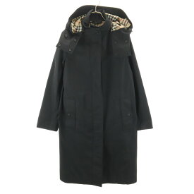 古着 BURBERRY バーバリー フーデッド コート 36 ブラック 衣装カバー付き レディース 【中古】 【PD】