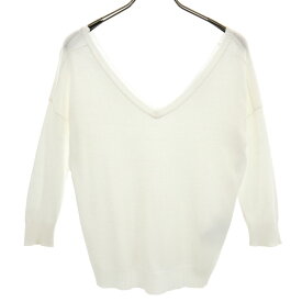 古着 MAX&CO マックスアンドコー 7分袖 Vネック ニット S ホワイト マックスマーラ レディース 【中古】