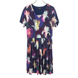 古着 Paul Smith ポールスミス 半袖 Vネック ワンピース M パープル系 ストレッチ レディース 【中古】