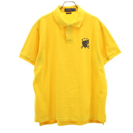 古着 POLO RALPH LAUREN ポロラルフローレン 半袖 ポロシャツ XL イエロー 鹿の子地 メンズ 【中古】