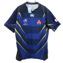 古着 未使用 CANTERBURY OF NEW ZEALAND カンタベリー ワールドカップ 日本2019 総柄 ラグビー 半袖 ユニフォーム XL ブルー メンズ 【中古】