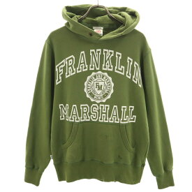 古着 FRANKLIN&MARSHALL フランクリンマーシャル 長袖 パーカー M グリーン系 スウェット 裏起毛 メンズ 【中古】
