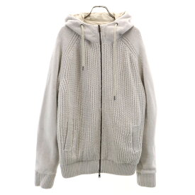 古着 Herno ヘルノ ウール 長袖 リバーシブル ニット ジップパーカー 50 グレー メンズ 【中古】