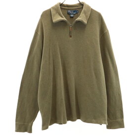 古着 Polo by Ralph Lauren ポロバイラルフローレン 長袖 ハイネック ハーフジップ ウェア XL オリーブ系 プルオーバー メンズ 【中古】