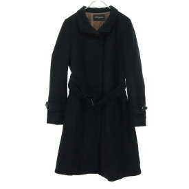古着 美品 UNITED ARROWS TOKYO ユナイテッドアローズ 東京 日本製 ベルテッド ウールコート 38 ブラック レディース 【中古】