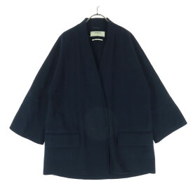 古着 ZARA BASIC ザラベーシック 長袖 ノーカラー ウールコート L ネイビー レディース 【中古】