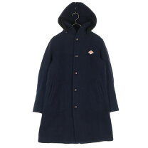 DANTONダントンウールモッサロングコートネイビー紺丸襟丸衿