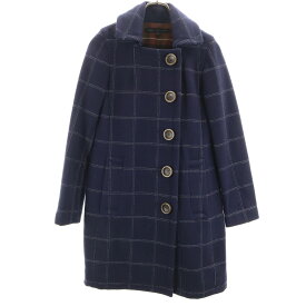 古着 MARC BY MARC JACOBS マークバイマークジェイコブス チェック柄 ウールコート 4 ネイビー レディース 【中古】