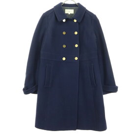 古着 SHIPS シップス 日本製 長袖 ダブルボタン ウール コート M ネイビー レディース 【中古】