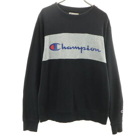 古着 Champion チャンピオン 長袖 スウェット トレーナー M ブラック メンズ 【中古】