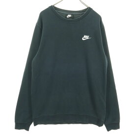 古着 NIKE ナイキ ワンポイントロゴ 長袖 スウェット トレーナー M ブラック メンズ 【中古】