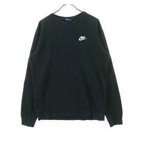 古着 NIKE ナイキ ワンポイントロゴ 長袖 クルーネック スウェット M ブラック メンズ 【中古】