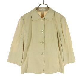 古着 DAKS ダックス 日本製 7分袖 裏地無し ウエストシェイプ ジャケット 40 ベージュ レディース 【中古】