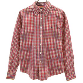 古着 RALPH LAUREN ラルフローレン チェック柄 長袖 ボタンダウンシャツ 11 レッド レディース 【中古】