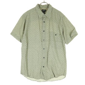 古着 美品 claiborne クレイボーン 90s オールド アラベスク柄 半袖 オープンカラーシャツ XL カーキ系 メンズ 【中古】