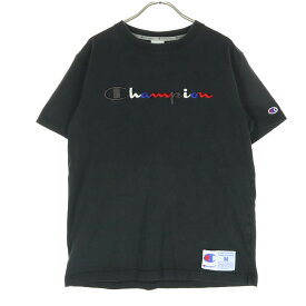古着 Champion チャンピオン コットン ワンポイントロゴ 半袖 Tシャツ M ブラック メンズ 【中古】