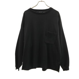 古着 nano universe ナノユニバース 長袖 Tシャツ M ブラック 無地 ポケT メンズ 【中古】