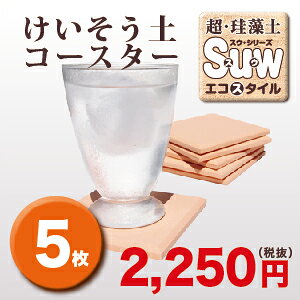 【タイル・吸水コースター】珪藻土コースター/エコスタイル5枚セットコップ置き 吸収力抜群 キッチン雑貨