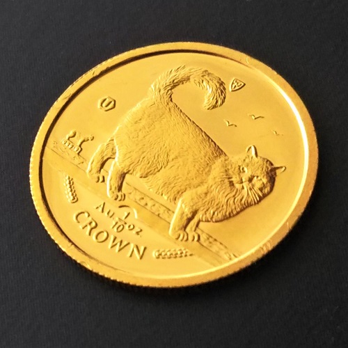 純金 コイン　24金 キャット 金貨 1/10オンス 1998年製 マン島政府発行 金 ゴールド コイン 品位 99.99% 硬貨 貨幣 CROWN  | 金貨と銀貨＆純金アクセの-SPACE-
