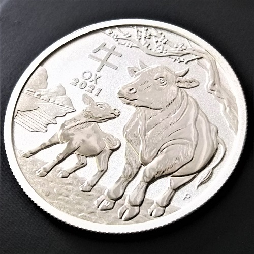 楽天市場】純銀コイン 干支銀貨 牛（丑） 1/2オンス 2021年製 