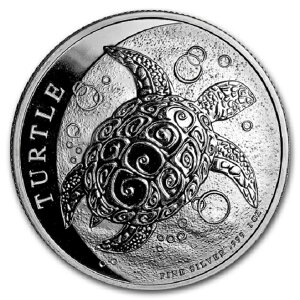 【純銀コイン】タク・タイマイ ウミガメ銀貨　1オンス　ニュージーランド造幣局鋳造 NIUE 額面2ドル コインケース入り