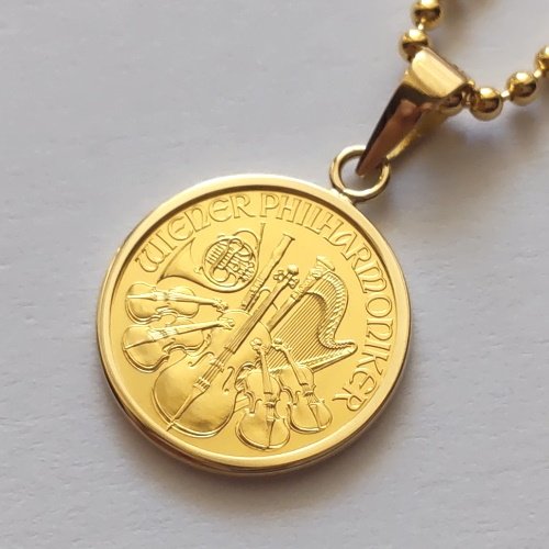 月とユニコーンの金貨 宝飾純金コインペンダント 24金 24K www