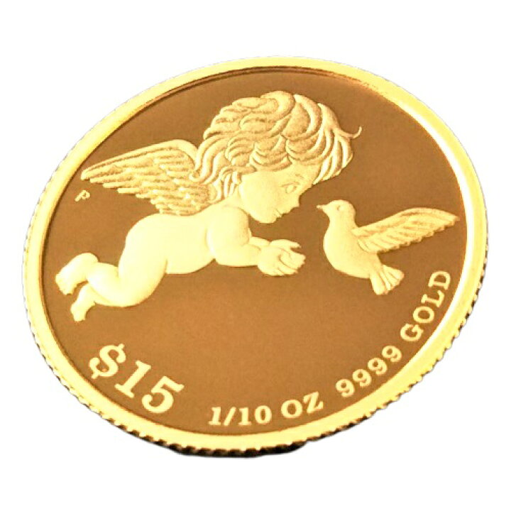 【純金 コイン 金貨】24金 ツバルエンジェル金貨 1/10オンス(大) ツバル政府 幸福を運ぶ純金の天使と鳩。純金ゴールドコインをお守りに。アミュレット(K24/99.99%) 金貨と銀貨&純金アクセの-SPACE- USAコインコンチョ 25 ニューヨーク州 24φ ニッケル・銅