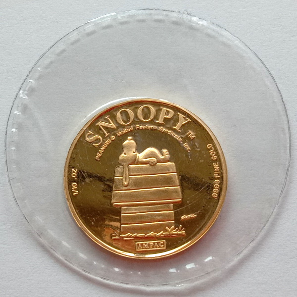 純金コイン 24金 スヌーピー金貨 1/10オンス ゴールドメダル ピーナッツ | 金貨と銀貨＆純金アクセの-SPACE-