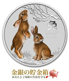 【新品】※ポスト投函※『干支卯銀貨 1/2オンス 2023年製 カラー クリアケース入り』純銀 コイン オーストラリアパース造幣局発行 15.55g 品位:99.99％ シルバー 銀貨 十二支 干支 ウサギ 卯年 エリザベス 令和5年【保証書付き・巾着袋入り】