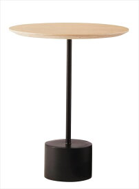 サイドテーブル ナチュラル HIT-231NA テーブル ナイトテーブル アイアン 木製 天然木 オーク おしゃれ シンプル ラウンド 丸型 幅40cm 高さ50cm 1本脚 重厚感 モダン インダストリアル