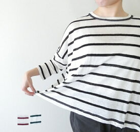 【SALE】【SALE】maomade(マオメイド) 旅先で見つけたよ！リネンボーダーシリーズ 7分袖T(521223)